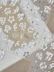 1 Crystal Diamond Nail Art Luxury Sticker Popular Fresh Three Dimensional Love Letter Nail Art Sticker Cute Decoration DIY Nail Stickers - 彩色 - 查看 3
