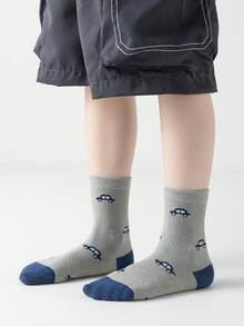 5 Pairs Unisex Kids Cartoon Truck Mid-Calf Socks, Autumn/Winter, Ages 1-2, 2-3, 3-8, 8-12 - Multicolor - View 7