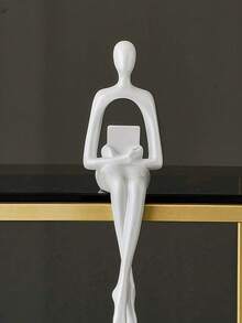 1pc White Sitting Figurine, Abstract Bookshelf Decor, Study, Living Room Desktop Ornament, Holiday Living Room Desk Bookshelf Decoration Gift, Back To School Gift - Multiple Styles - View 11