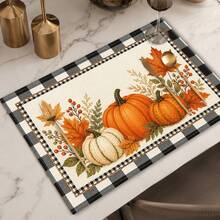 1pc Pumpkin Pattern Placemat, Breakfast Mat, Coffee Mat, Coaster, Bowl & Plate Mat, Home Kitchen Decor Accessory, Easy To Clean, Suitable For Home, Restaurant, Restaurant Decor, Holiday Gift, Gift For Friends, Multi-Piece Set - Multicolor - View 4
