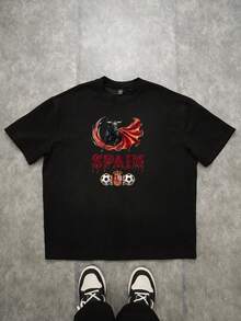 Camiseta de algodón lisa para hombre, ajuste clásico, manga corta - Negro - Ver 1