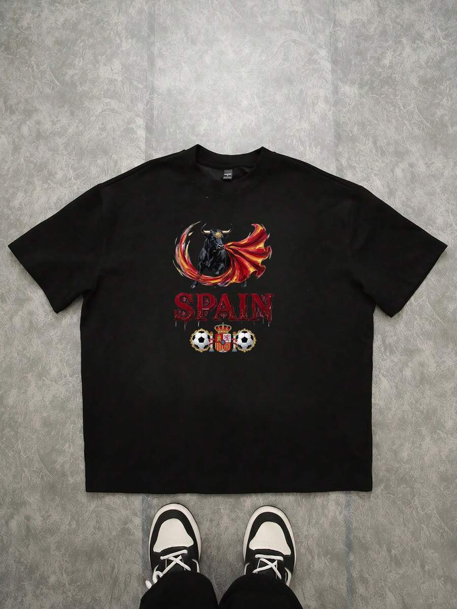 Camiseta de algodón lisa para hombre, ajuste clásico, manga corta - Negro - Ver 1