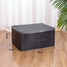 Thickened Linen Foldable Storage Box With Lid, Sturdy Handle Stackable Closet Storage Bin, Dust Moisture Proof Clothes Quilt Toy Book Organizer, Multifunctional Home Storage Container For Wardrobe Bedroom Kitchen Living Room,Bedroom Room Decor,Back To School - Grey - View 10