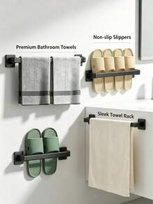 1pc 50cm Towel Bar, No-Drill Towel Rack, Bathroom Towel Bar, Adhesive Wall-Mounted Towel Storage Rack, Toilet Wall-Mounted Shelf, Bathroom Storage And Organization, Hardware Accessories, Cabinet And Storage, Home Goods - Multicolor - View 2