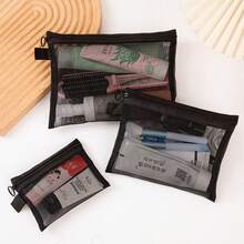 Travel Storage Bag Makeup Bag Transparent Mesh Portable Minimalist Toiletry Bag Storage Bag Large Capacity Lipstick Pouch - A - View 1