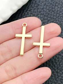 10pcs Stainless Steel Cross Pendant Charms, Suitable For DIY Jewelry Making. - Pendants - View 5
