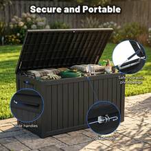 180 Gallon Large Outdoor Storage XXL Deck Box For Patio Furniture, Outdoor Cushions, Garden Tools And Sports/Pools Equipment, Waterproof Resin, Lockable, Black-XY663337 - Multicolor - View 3
