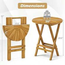 Patio Folding Side Table Teak Wood Round End Table With Slatted Tabletop And X-Shaped Frame-XY162 - FXCR38PC48SRD0 - View 5
