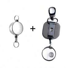 Heavy-Duty Retractable Badge Holder - Durable Zinc Alloy Metal Shell, Sturdy Steel Wire Rope, Carabiner, Key Ring, Reinforced Badge Strap And Safety Clip - Perfect For Work, School Or Events - Multicolor - View 16