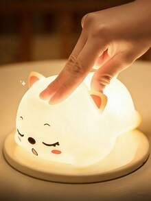 1件裝打呼貓咪小夜燈，電池供電可充電桌面裝飾燈，可愛貓咪燈，床頭燈觸控調光，適用於室內、臥室、客廳、房間、辦公室、家居裝飾，畢業禮物、母親節禮物、最佳節日生日禮物 - 彩色 - 查看 8