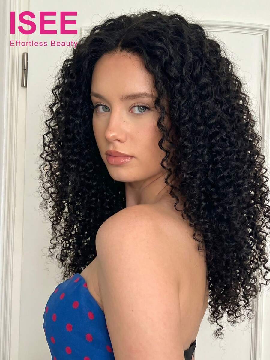 ISEE HAIR 捲翹捲髮無膠假髮 真人髮 7x5 HD 預漂白蕾絲假髮 180% 密度 8-30 英吋 預剪蕾絲 預拔髮際線 自然色 真人髮 女性日常使用 - SNatural - 查看 1