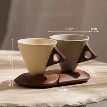 Limoges France Gift Coffee Set - Pour-Over Coffee Couple Mugs, Vintage Textured Cappuccino Cup & Saucer, Patented Anti-Splatter Funnel Design, Handmade Ceramic For Espresso Lovers - Multicolor - View 19