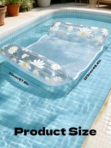 Daisy Glitter Transparent Inflatable Water Hammock Float, Breathable Mesh Pool Raft With Dual Inflatable Head And Foot Pillows, Foldable Portable Swimming Bed For Beach, Pool And Summer Vacation - Multicolor - View 8