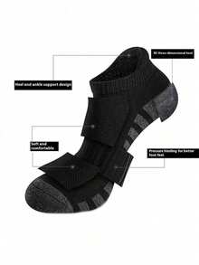 Quick-Dry Sports Boat Socks Set, Contrast Color Reinforced Sole Anti-Friction, 3D Ribbed Design For Enhanced Support, Lightweight And Breathable, Suitable For Ball Games, Cycling, Pilates, Versatile All-Match Sports Short Socks - Multicolor - View 3