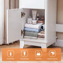Dressing Table Set With Mirror And Stool, Adjustable LED Light Vanity Table, 3 Drawers Makeup Desk With Sliding Mirror - White - View 3