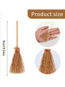 1/10/15pc Mini Witch Broom Decorations Tiny Straw Wizard Broom Props For Halloween Cupcake Topper&Doll Accessory Broom Ornaments For Halloween Table Layout&Party DIY Crafts,Halloween,Halloween Decor,Home Decor,Room Decor,Fall Home Decor,Kitchen Decor - Multicolor - View 5