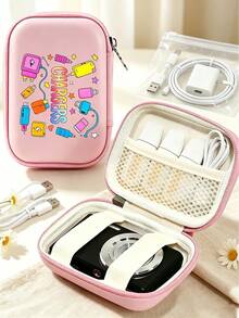 Printed Digital Theme Travel Camera Bag, Multi-Functional Storage Bag, Makeup Bag, Sanitary Napkin Storage Bag, Digital Storage Bag, Ins Style, Secure Zipper Closure, Suitable For All Ages And Genders. Waterproof, Lightweight, Large Capacity, Portable Accessory. Purchase Product Cable Organizer, Electronic Product Storage Bag, Travel Tech Accessory Storage Bag, Vacation Essentials, Beach Essentials. - Multicolor - View 6