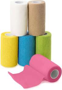 FriPuP Self-Adhesive Vet Bandage Wrap, First Aid For Dogs &Amp; Horses, Multi-Use For Gear Grip &Amp; Cable Organizing, Individually Wrapped, 4 Inch, 6 Rolls, Morning Field - White - View 1