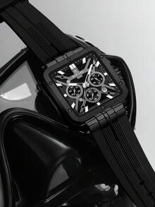 REWARD Men's Quartz Watch Business Fashion Style Date Display Luminous Hands Multi-Function High Quality Gift Classic Design Silicone Strap - Black - View 2