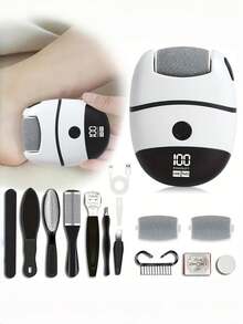 Electric Foot Callus Remover, Equipped With 6 Replaceable Grinding Heads, Professional Callus Remover, Electric Foot File And Skin Exfoliator, Can Polish Foot Skin, 2-Speed Adjustment, USB Charging, 500mAh Lithium Battery, Compact And Portable - Multicolor - View 1