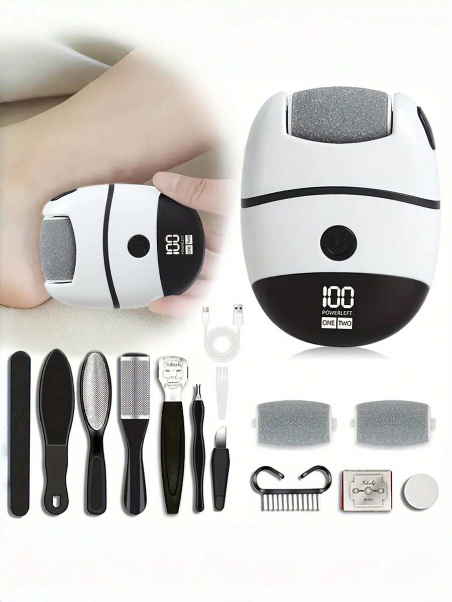 Electric Foot Callus Remover, Equipped With 6 Replaceable Grinding Heads, Professional Callus Remover, Electric Foot File And Skin Exfoliator, Can Polish Foot Skin, 2-Speed Adjustment, USB Charging, 500mAh Lithium Battery, Compact And Portable - Multicolor - View 1