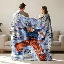 White Comic Panel Background Ultra Instinct Son Goku Flannel Blanket Dragon Ball Anime Character Plush Throw Blanket For Couch Bedroom Travel - Colour 1 - View 2