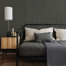 1 pieza Papel tapiz autoadhesivo de lino gris oscuro con rayas verticales, película decorativa de PVC impermeable y removible, pegatina de pared con textura tejida, ideal para pared de acento de la sala de estar, sala de estar, gabinetes, puertas interiores, arte de pared DIY y muebles planos - Textura - Ver 7