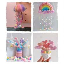 Tallos de chenilla suaves y flexibles con pompones, limpiapipas de colores mezclados para manualidades DIY, diseñados para uso artístico profesional - Serie Amarilla - Ver 8