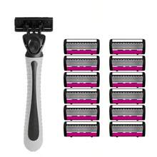 6-Layer Manual Razor Set, Includes 2 Handles And 30 Blades, Ultra-Sharp High-Density Blades, Ergonomic Grip, Smooth And Non-Irritating, Luxury Grooming - Safety Tazor + Blade - View 16