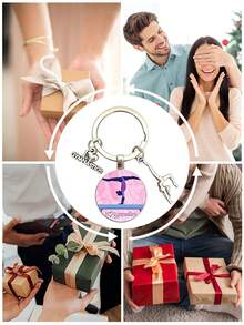 1pc Artistic Gymnastics Pattern Round Keychain Ornament, Free Gymnastics Enthusiast Stainless Steel Round Metal Key Ring, Competition Champion Keychain Pendant, Sports Series Pendant, Daily Matching Outings, Women's Car Key Decoration, Backpack Bag Wallet Charm, Gift. - Multicolor - View 10