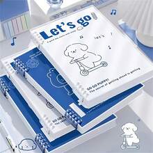 5pcs Set Including 1 Spiral Notebook + 4 Pens, 60 Sheets Per Notebook, Cute Puppy Design, Comfortable Writing, Waterproof Cover, Replaceable Inner Pages, High-Quality College Ruled Perforated Paper - Thick Lined, Easy Tear-Off For Note-Taking And Study Organization - Puppy - View 2
