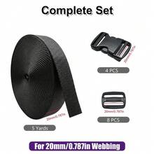 HSDOUBLE 10-50mm Buckles Straps Set 5 Yards Black Nylon Webbing Strap 4 Pcs Quick Side Release Plastic Buckle Adjustable 8pcs Tri-Glide Slide Clip - Complete Buckles Straps Set - View 14