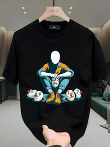 Heavy Pure  Brand Printed Short-Sleeved T-Shirt Men'S Summer New Casual Large-Size Loose Versatile Top - 白色 - 查看 6
