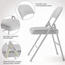 Techigher Folding Table And Chairs Set, Portable Dining Card Set With PU Upholstered Chairs & Metal Frame For Home Office Camping Space-Saving - Gray - 查看 6