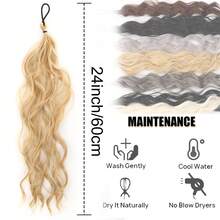 24'' Long Rubber Hair Loop Self Winding Hair Bundle High Temperature Fiber Synthetic Wig Ponytail Buns - Multicolor - View 3
