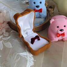 Cute Bear Cartoon Storage Box, Jewelry Packaging Box, Ring & Earring Box, Flocked Jewelry Box, Birthday Gift - Multicolor - View 2