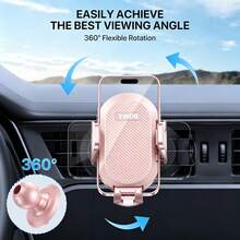 YWOR 粉色車用手機支架，出風口安裝手機支架，360°旋轉橫向/縱向可切換導航，適用於 4.7-7 英吋手機設備，兼容卡車、汽車、皮卡等，完美禮物選擇，母親節禮物、聖誕禮物、萬聖節禮物、生日禮物 - A - 查看 5