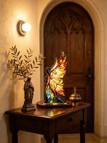1pc Acryl Boekensteun Gothic Medieval-Style Angel-Themed Bookshelf; Suitable For Living Rooms, Bedrooms, And Festive Fireplace Decor; An Ideal Gift For Lovers Of Books And Fantasy Novels; Candle Not Included. - A - View 4