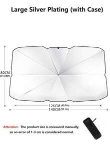 Minimalist, Portable Car Windshield Sunshade Umbrella; Features A Reflective Titanium-Silver Coating And A Foldable, Easy-To-Store Umbrella Design; Provides Sun Protection, Heat Insulation, And Interior Protection. - Multicolor - View 13