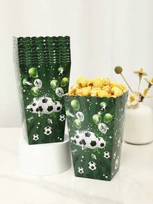 4pcs Green Soccer Popcorn Buckets Containers Balloons Football Popcorn Boxes Boys Soccer Theme 1st Birthday Party Supplies Baby Shower Party Decor - Multicolor - View 3