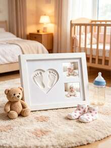 1pc Baby Growth Hand & Footprint Photo Frame Set, Commemorative Photo Frame, Gift For New Mom, Newborn Essential, Nursery Decor - Multicolor - View 1