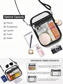 Clear Stadium Approved Black Crossbody Bag White Transparent Shoulder Purse Waterproof Pvc Clear Bag Concert Sports Events Travel Vertical/Horizontal - Multicolor - View 7