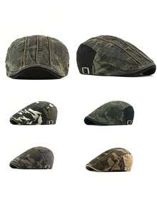 Camouflage Beret Hat Unisex Autumn/Winter New Fashion Washed Baseball Cap Outdoor Commute Forward Cap - Camouflage Stripes - View 9