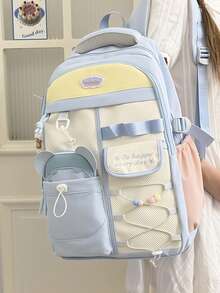 Mochila de Estrellas de Dibujos Animados Multicolor, Estilo Japonés Suave y Lindo, Mochila Escolar de Gran Capacidad para Estudiantes y Niñas - Multicolor - Ver 9