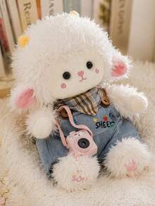 11.81inch Cute Fluffy White Sheep Wool Plush Toy - Super Soft And Skin-Friendly.Silicone Doll Full Silicone Body Plush Anime Figure Stuffed Animal Teddy Bear - Multicolor - View 4