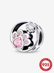 1件925纯银粉色花朵系列精美串珠饰品，适合女士手链/手镯DIY首饰制作及日常装饰 - 萌爪 - 查看 1