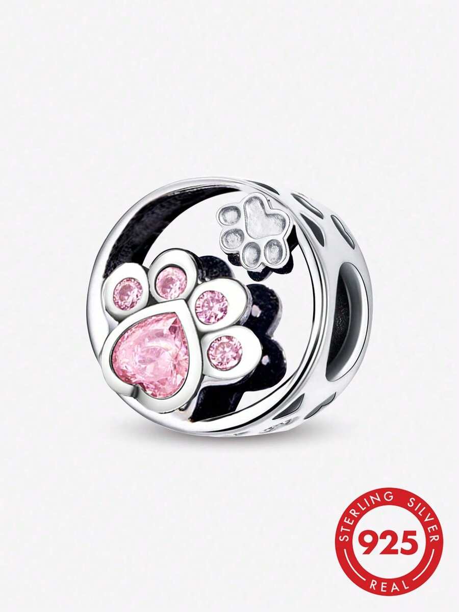 1件925纯银粉色花朵系列精美串珠饰品,适合女士手链/手镯DIY首饰制作及日常装饰 - 萌爪 - 查看 1