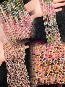 5A2*2MM Square & 3mm Natural Tourmaline Diamond Cut Flash Loose Spacer Beads DIY Jewelry Accessories For Bracelet Necklace - Tourmaline[1strand 15inch] - View 2