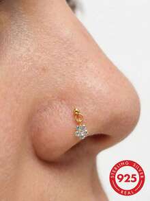 1件925纯银24G鼻环/鼻钉，女士饰品 - 金色 - 查看 1