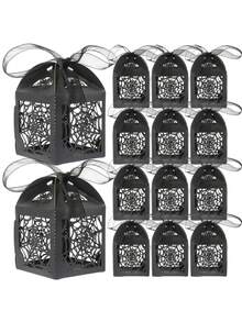 10pcs Halloween Gift Boxes,Hollow Spider Sweet Boxes,Halloween Party Favors,Black Halloween Party Gift Packaging Box,For Halloween Party Table Decor Supplies,Day Of The Dead Party,Halloween Party,Gothic Party Decor - A - View 9